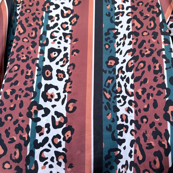 ASOS | Animal Print Stripe Lightweight Charmeuse Satin Oversized Boxy Blouse - Picture 8 of 15